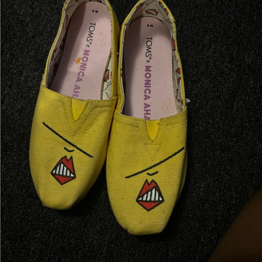 Toms Yellow Espadrilles with Graphic Design